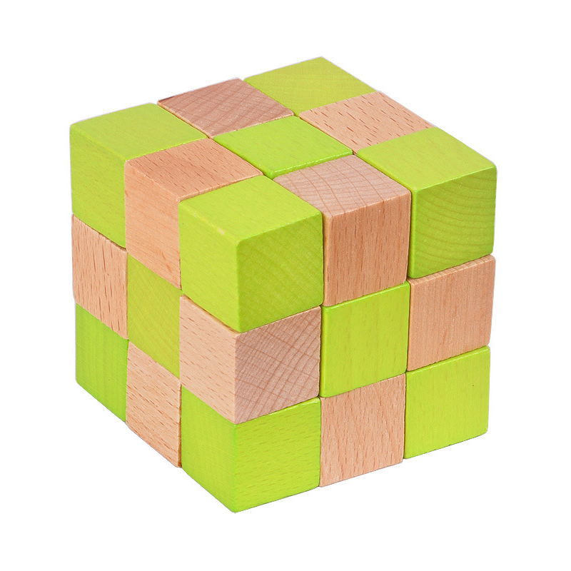 Woodworking Hobby - Wooden Snake Cube Puzzle IQ Logic