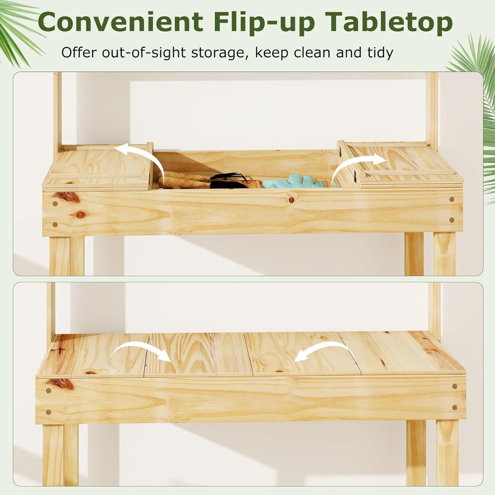 Potting Bench Table, 60” Wood  - огляд і ціна Workbench Woodworking