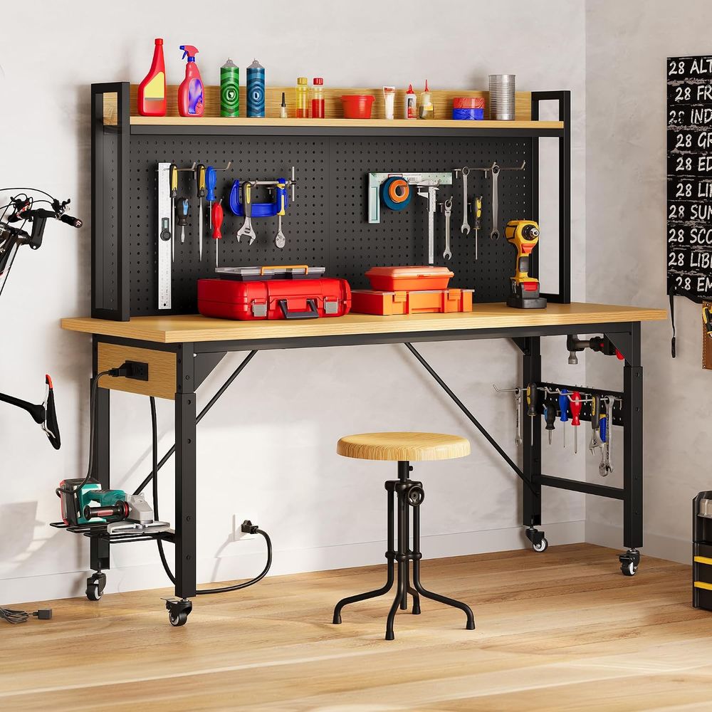 60in Heavy Duty Workbench with - огляд і ціна Workbench Woodworking